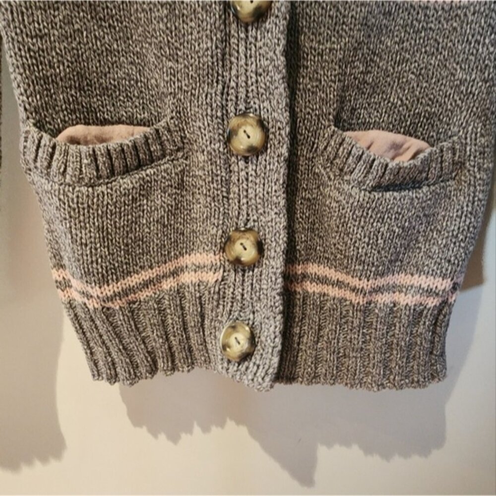 Cotton Country Button Up Knit Canada Pink/Grey Cardigan Maple‎ Leaf Back - Picture 7 of 13